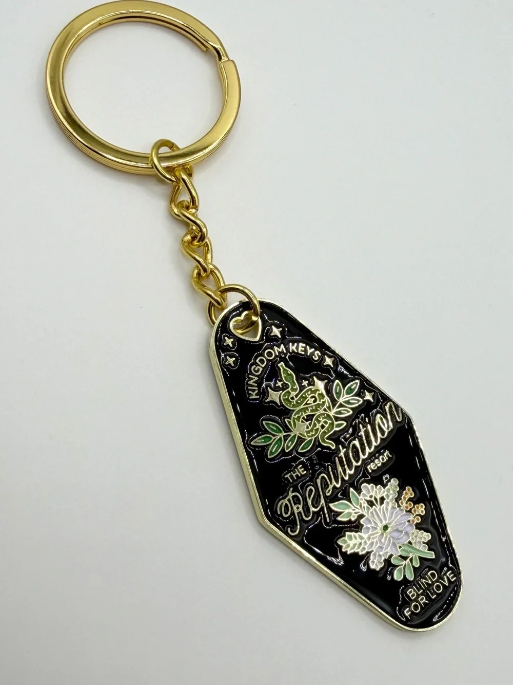 Reputation Inspired Motel Keychain Black Enamel Key Ring T Swift